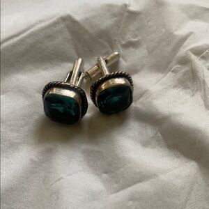 Silver and Green Cufflinks